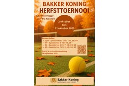 T.C. Westerkogge organiseert het Bakker Koning Herfsttoernooi