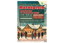 Feestelijke opening vernieuwd Marktplein Vijverhof tijdens wintermarkt.